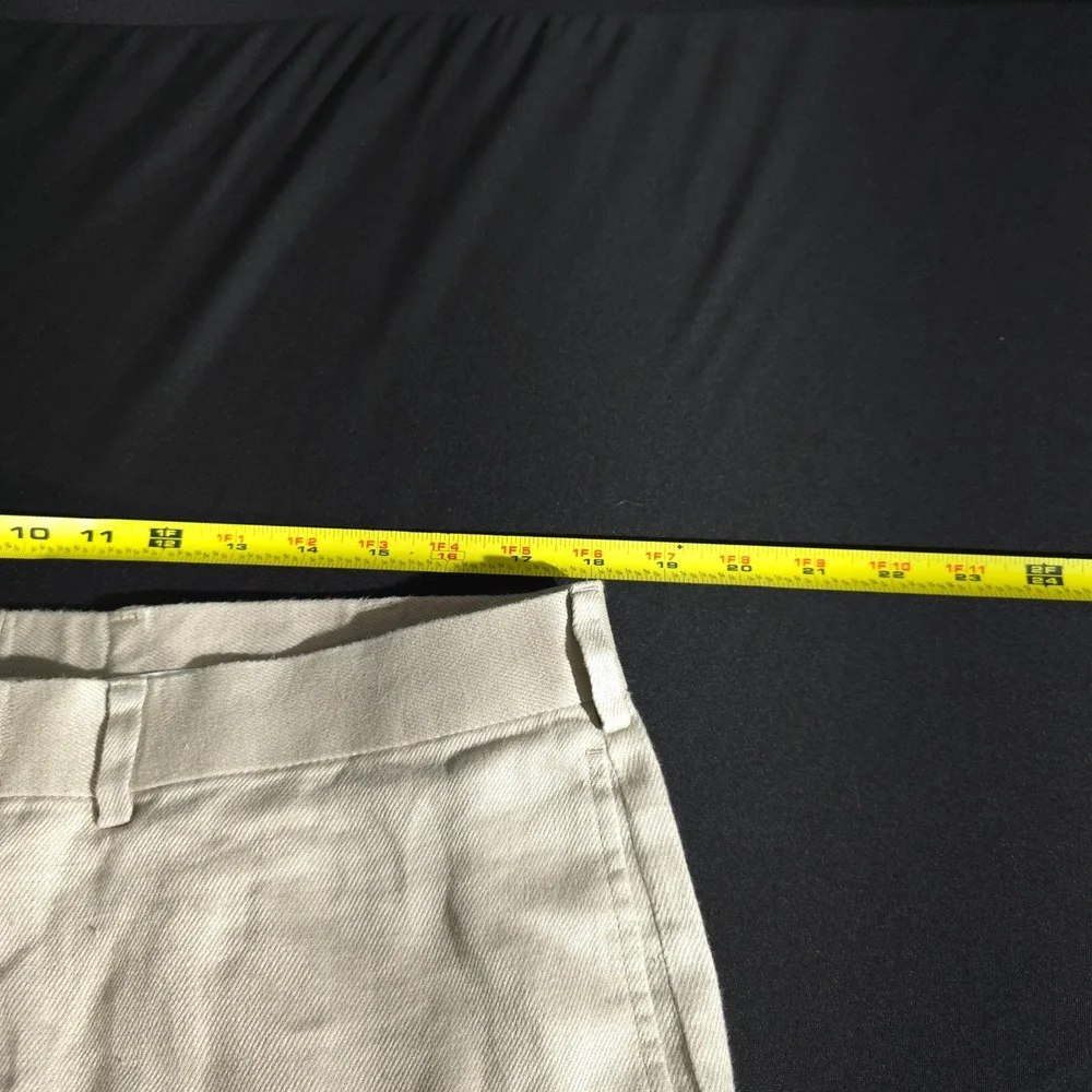 Perry Ellis Linen Pants Mens 36x32 Beige Khaki Straight Leg Flat Front Trousers